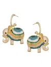 Eye Candy La Women's Luxe Lucky Elephant 18k Goldplated & Cubic Zirconia Drop Earrings In Brass