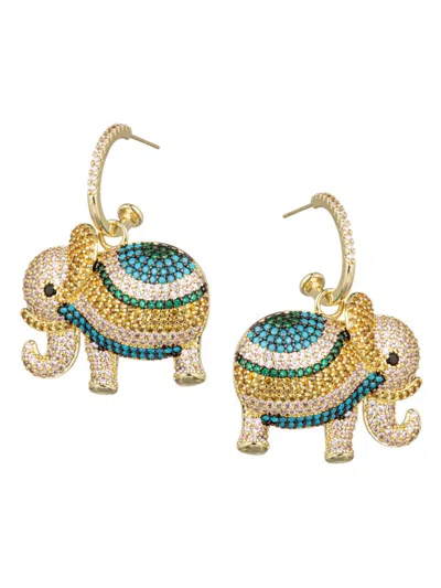 Eye Candy La Women's Luxe Lucky Elephant 18k Goldplated & Cubic Zirconia Drop Earrings In Brass