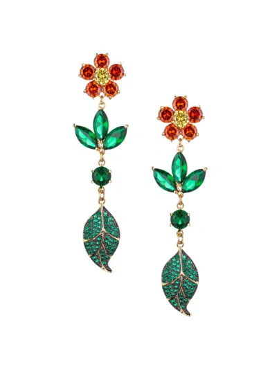 Eye Candy La Women's Luxe Mahnaz 18k Goldplated & Cubic Zirconia Flower Drop Earrings In Brass