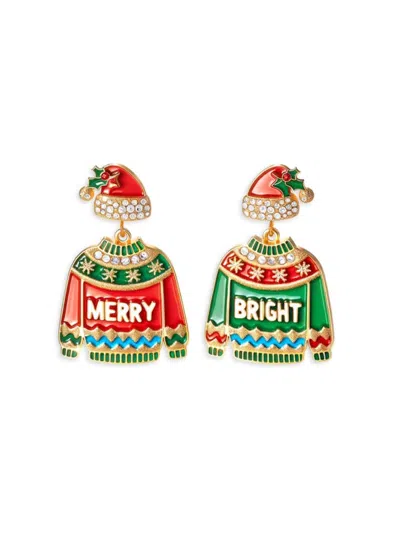 Eye Candy La Women's Luxe Merry Bright 14k Goldplated & Cubic Zirconia Drop Earrings In Brass