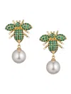 Eye Candy La Women's Luxe Mia Cubic Zirconia & Simulated Pearl Bee Drop Earrings In Brass