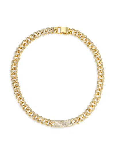 EYE CANDY LA WOMEN'S LUXE MIA TAG 18K GOLDPLATED & CUBIC ZIRCONIA CHAIN NECKLACE