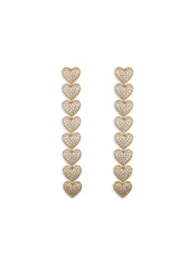 Eye Candy La Women's Luxe Mila Goldtone & Cubic Zirconia Heart Drop Earrings In Brass