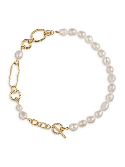 Eye Candy La Women's Luxe Mina Shell Pearl Choker Necklace In Brass
