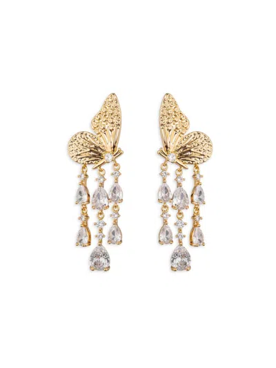 Eye Candy La Women's Luxe Monarch Goldtone & Cubic Zirconia Butterfly Drop Earrings In Metal