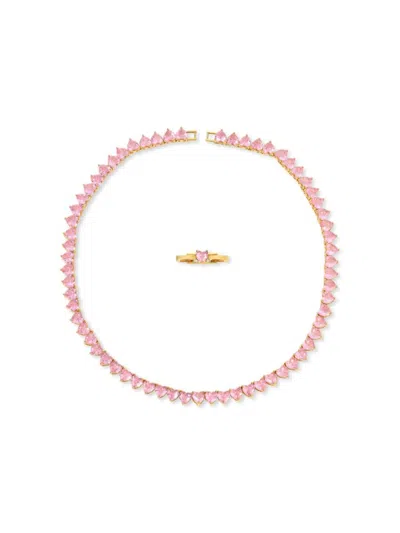 EYE CANDY LA WOMEN'S LUXE NASRIN PINK CUBIC ZIRCONIA HEART NECKLACE
