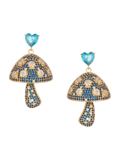 Eye Candy La Women's Luxe Negin 18k Goldplated & Cubic Zirconia Mushroom Heart Drop Earrings In Brass
