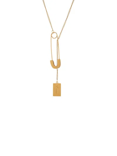 Eye Candy La Women's Luxe Nova Goldtone Safety Pin Y Necklace In Brass