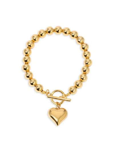 Eye Candy La Women's Luxe Nubia Goldtone Titanium Heart Beaded Bracelet In Neutral