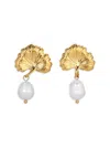 EYE CANDY LA WOMEN'S LUXE RANA GOLDTONE & FAUX PEARL GINKGO DROP EARRINGS