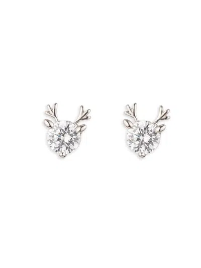 Eye Candy La Women's Luxe Reindeer Silvertone & Cubic Zirconia Stud Earrings In Metal