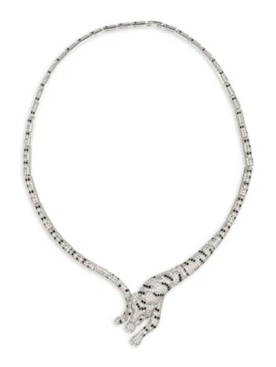 Eye Candy La Women's Luxe Roxana Cubic Zirconia & Brass Leopard Choker Necklace