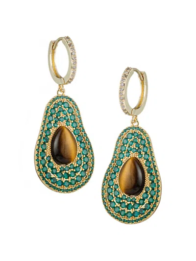Eye Candy La Women's Luxe Sara 18k Goldplated & Cubic Zirconia Avocado Drop Earrings In Brass