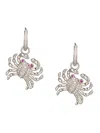 Eye Candy La Women's Luxe Sea Crab Cubic Zirconia Huggie Dangle Earrings In Brass