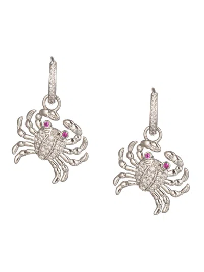 Eye Candy La Women's Luxe Sea Crab Cubic Zirconia Huggie Dangle Earrings In Brass