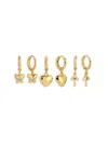 Eye Candy La Women's Luxe Set Of 3 18k Goldplated Drop Earrings In Brass