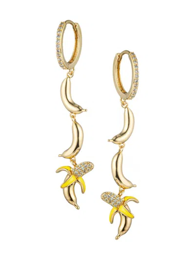 Eye Candy La Women's Luxe Shirin 18k Goldplated & Cubic Zirconia Banana Dangle Earrings In Brass