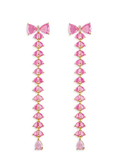 Eye Candy La Women's Luxe Shirin 18k Goldplated Cubic Zirconia Bow Drop Earrings In Brass
