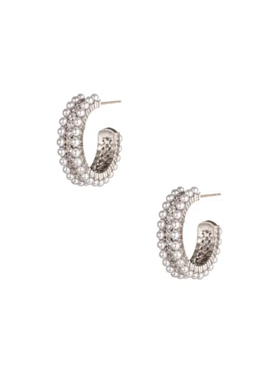 Eye Candy La Women's Luxe Shirin Cubic Zirconia Half Hoop Earrings In Brass