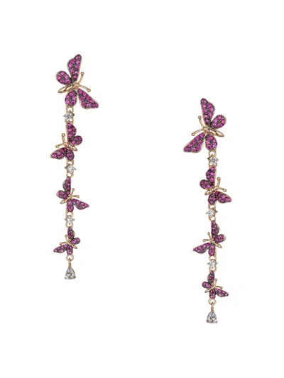 Eye Candy La Women's Luxe Sienna 18k Goldplated & Cubic Zirconia Butterfly Dangle Earrings In Brass