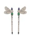 Eye Candy La Cz Dragonfly Drop Earrings In Silver
