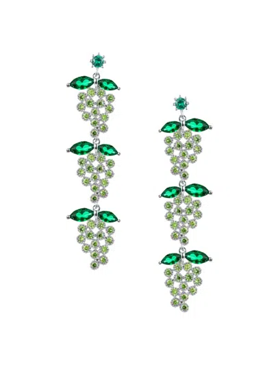 Eye Candy La Women's Luxe Silvertone & Cubic Zirconia Green Grape Dangle Earrings