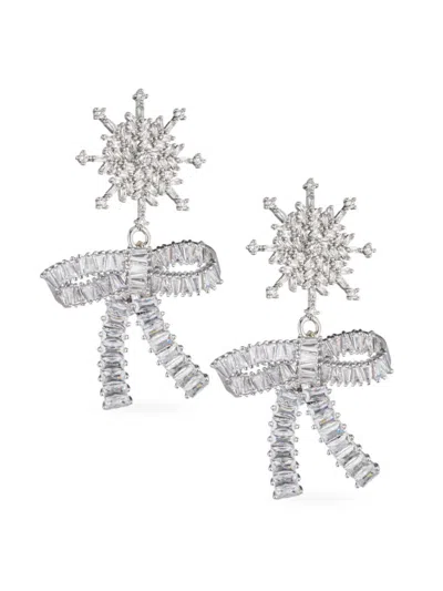 Eye Candy La Women's Luxe Silvertone & Cubic Zirconia Snowflake Drop Earrings In Metallic