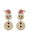 Eye Candy La Women's Luxe Snowman Goldtone Brass & Cubic Zirconia Drop Earrings In Gold