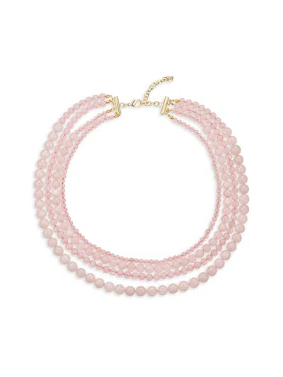 Eye Candy La Women's Luxe Solstice Goldtone & Rose Quartz Beaded Necklace