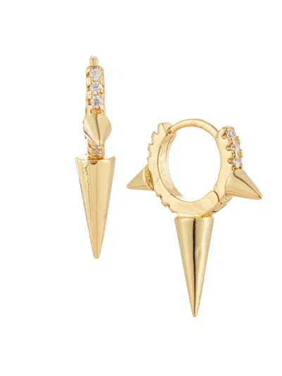 Eye Candy La Women's Luxe Spike 18k Goldplated & Cubic Zirconia Huggie Earrings In Metallic