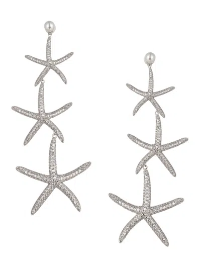 Eye Candy La Women's Luxe Starfish Silvertone & Cubic Zirconia Drop Earrings In Metallic