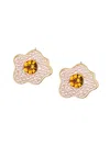 EYE CANDY LA WOMEN'S LUXE SUNNY SIDE 18K GOLDPLATED, ENAMEL & GLASS CRYSTAL STUD EARRINGS