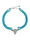 Eye Candy La Women's Luxe Tara Turquoise, Cubic Zirconia & Brass Beaded Bull Necklace In Turquoise