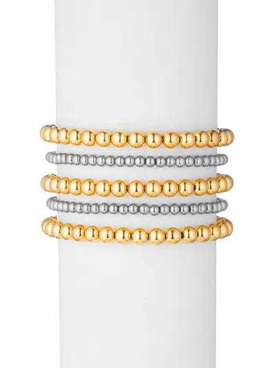 Eye Candy La Women's Luxe Two Tone 18k Goldplated Titanium Beaded Bracelet Set In Neutral