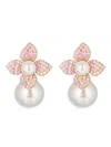 Eye Candy La Women's Luxe Victoria 14k Goldplated, Cubic Zirconia & Simulated Pearl Stud Flower Earrings In Brass