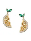 EYE CANDY LA WOMEN'S LUXE YELLOW LEMON 18K GOLDPLATED & CUBIC ZIRCONIA DROP EARRINGS