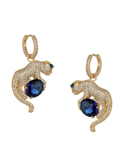 Eye Candy La Women's Mila Goldtone & Cubic Zirconia Leopard Huggie Earrings In Brass