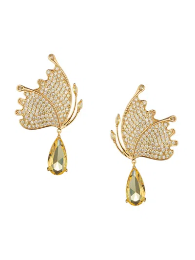 Eye Candy La Women's Millie 18k Goldplated & Cubic Zirconia Butterfly Dangle Earrings