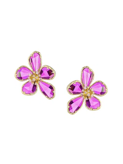 Eye Candy La Women's Natalia Goldplated & Cubic Zirconia Floral Stud Earrings In Pink