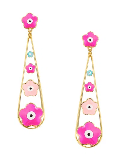 Eye Candy La Women's Neda Enamel Floral Drop Earrings In Brass