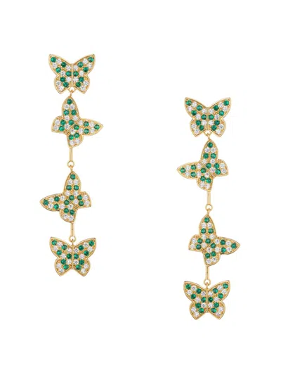 Eye Candy La Women's Rose Pavé Cubic Zirconia & Goldtone Butterfly Dangle Earrings