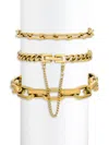 EYE CANDY LA WOMEN'S SARAH 3-PIECE GOLDTONE LINK BRACELET SET