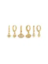 Eye Candy La Women's Set Of 3 14k Goldplated & Cubic Zirconia Drop Earrings In Brass