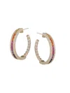 Eye Candy La Women's Sophia Goldtone & Cubic Zirconia Half Hoop Earrings In Brass