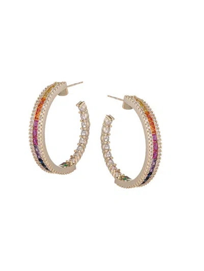 Eye Candy La Women's Sophia Goldtone & Cubic Zirconia Half Hoop Earrings In Brass