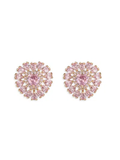 Eye Candy La Women's The Luxe Angelina Goldtone & Cubic Zirconia Heart Stud Earrings In Brass