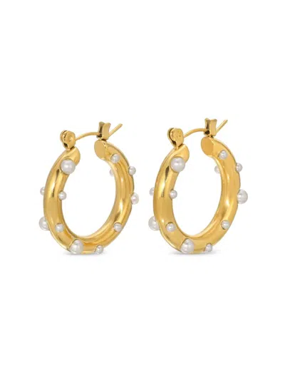 Eye Candy La Women's The Luxe Anna Goldtone & Faux Pearl Hoop Earrings In Neutral