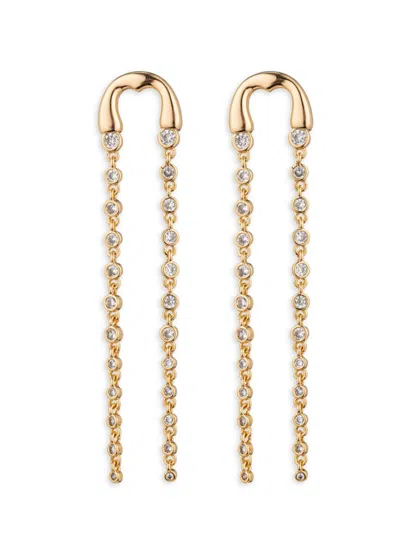 Eye Candy La Women's The Luxe Ava Goldtone Cubic Zirconia Drop Earrings In Brass