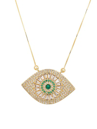 Eye Candy La Women's The Luxe Collection 18k Goldplated Evil Eye Pendant Necklace/12" In Silver