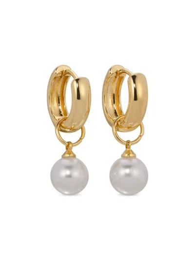 Eye Candy La Women's The Luxe Collection Carina Goldtone & Simulated Pearl Huggie Earrings In Neutral